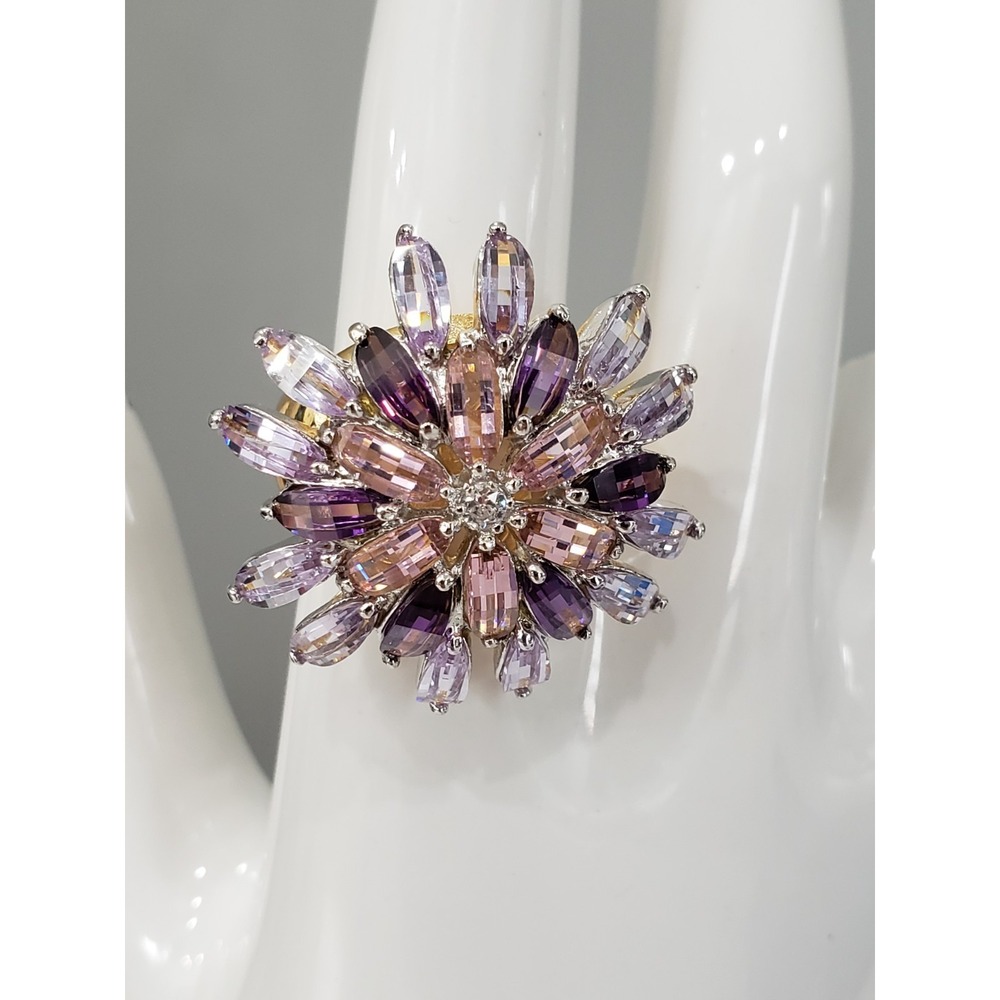 LAUREN G ADAMS Starburst Pink Purple Garden Flower Atomic Vintage Ring SIZE 7